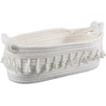 thumbnail image 1 of 1pc Rope Woven Storage Basket for Home Decor Bedroom Livingroom Entryway White 320x175x105mm, 1 of 6