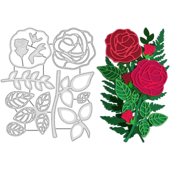 1pc Rose Flower Metal Die Cuts Flower Leaf Cutting Dies Cut Stencils 3D Metal Stencil Template for DIY Handmade Embossing Scrapbooking DIY Card s Making
