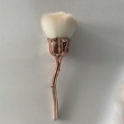 1pc Rose Flower Nail Dust Brush, Soft Bristle, Makeup Powder & Blush Tool, Foundation Beauty Cosmetic Brush, Pink Handle, Elegant Design For Salon-Type D