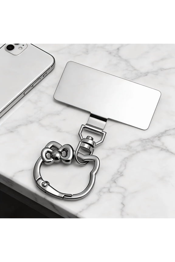 1pc Rotatable Stainless Steel Cat-Shaped Spring Buckle Phone Lanyard Connector, Link Clasp, Phone Case Back Sticker Lanyard Clip, Universal Phone Connector Plate, Flower Metal Ring Buckle, Key Ring