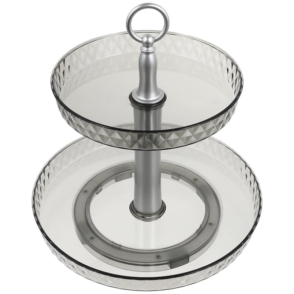 Grey Rotatable Storage Rack with 2 Tiers for Spice Jars Cosmetics and Kitchen Seasonings