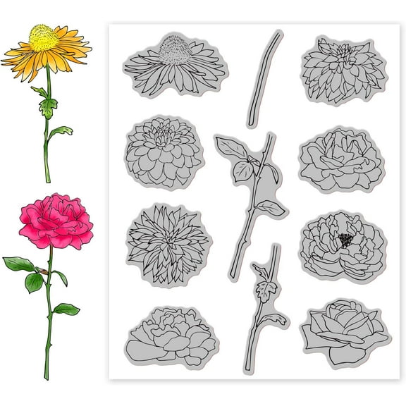 1pc Rubber Clear Stamps for Card Making Decoration Flower Pattern DIY Scrapbooking 22x18x0.8cm