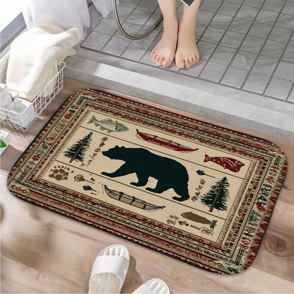 1pc Rug with Hunting and Fishing Absorbent Non-Slip Bathroom Thickened Flannel Rug Decor,Soft,Quick Drying,Suitable For Indoor/outdoor Use,Bathrooms,Bedrooms,Kitchens,Terrace,Laundry Rooms,16"x24"