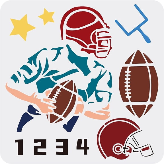 1pc Rugby Players Stencil 30x30cm Rugby Stencils for Painting Reusable Rugby Football Drawing Stencil Plastic Rugby Stencil for Painting on Wall Canvas Furniture and Paper Plastic