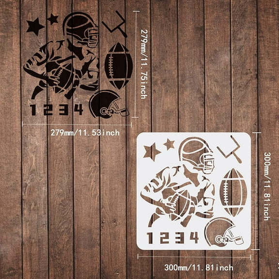 1pc Rugby Players Stencil 30x30cm Rugby Stencils for Painting Reusable Rugby Football Drawing Stencil Plastic Rugby Stencil for Painting on Wall Canvas Furniture and Paper