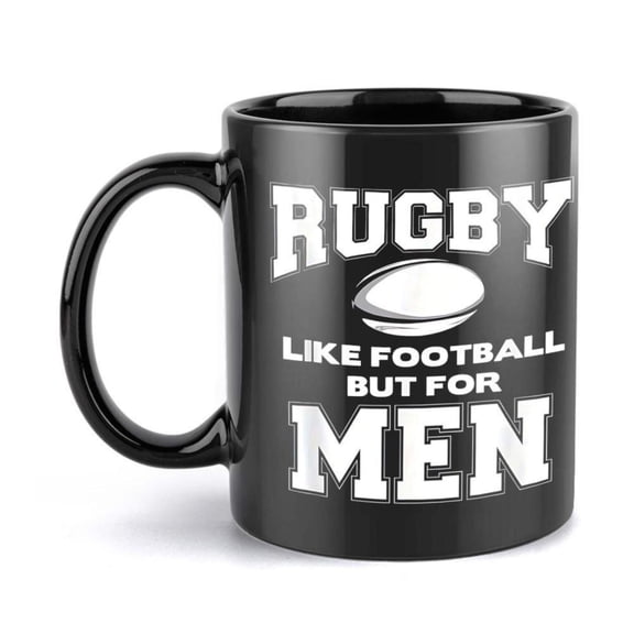 1pc Rugby Themed 11oz Ceramic Coffee Mug Rugby Like But Men Design Black with White Text All Seasons Gifting Hand Wash Only Ideal Fans Collectors Sports Fan Humorous Mug Bold Lettering Mug