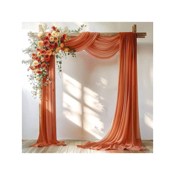 1pc Rust Red Sheer Wedding Arch Backdrop For Indoor And Outdoor Use