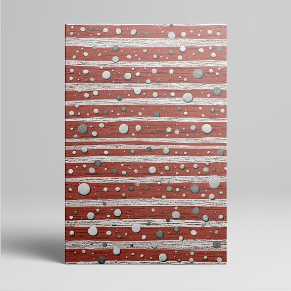 1pc Rust - Red and White Stripes with Dot Pattern Framed Decor room hanging Wall Picture Decor for Home Gifts, living room, bathroom, bedroom, kitchen wall art decor canvas wall art