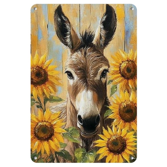 1pc Rustic Donkey &amp; Sunflower Iron Wall Sign - 8x12 inches, Vintage Farmhouse Decor for Home, Bedroom, Bar, Cafe, Office - Weathered Wood Look Metal Art, Artsy Decorative, Wall Arts