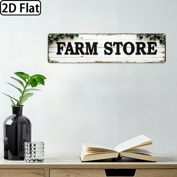1pc, Rustic Farm Store Sign, Farmhouse Theme, IndoorOutdoor Wall Hanging, Rustic Style Wall Decor for Kitchen, Farmhouse, Porch, Entryway, Decorative Sign, 4x16 Inch,