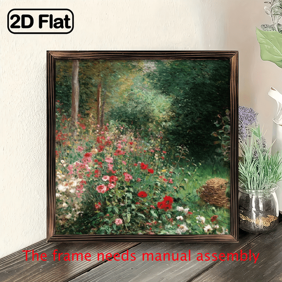 1pc Rustic Farmhouse Floral Wall Decor Recycled Wood Framed Floral Painting - Vintage Garden Art - Housewarming or Valentine's Gift Fits Scandinavian, Bohemian, Cottagecore Home Decoration - 8*8in