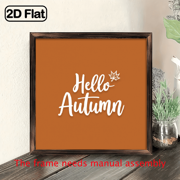 1pc Rustic Farmhouse Hello Autumn Welcome Sign - Fall Wall Decor with Brown Background White Script Lettering - Recycled Wood Plaque for Thanksgiving, Halloween, Christmas - Easy Hang Pre-d