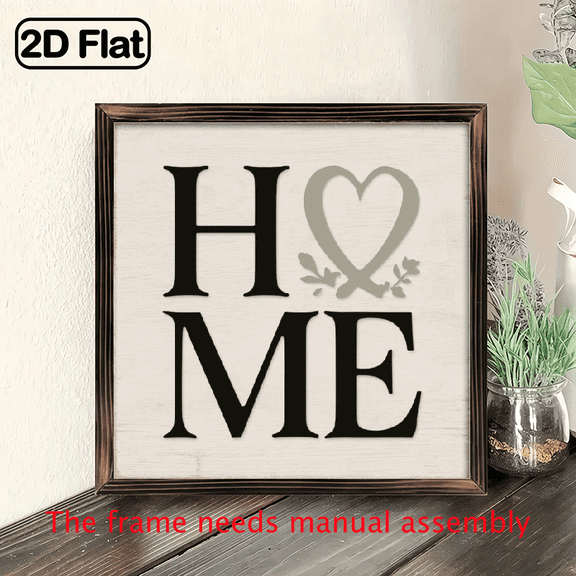 1pc Rustic Farmhouse Home Sweet Home Wooden Wall Sign - 8x8 Inch Recycled Wood Frame with Heart Design, Multi-Purpose Wall Decor for Living Room, Bedroom, Kitchen, Entryway, Office, Rustic Home Deco