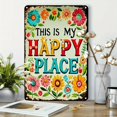 thumbnail image 1 of 1pc Rustic Floral "This Is My Happy Place" Aluminum Welcome Sign, 8x12 Inch – Vibrant Multicolor Garden Decor, Durable Metal Wall Art for Indoor & Outdoor Home Accent, Patio Decor, 1 of 8