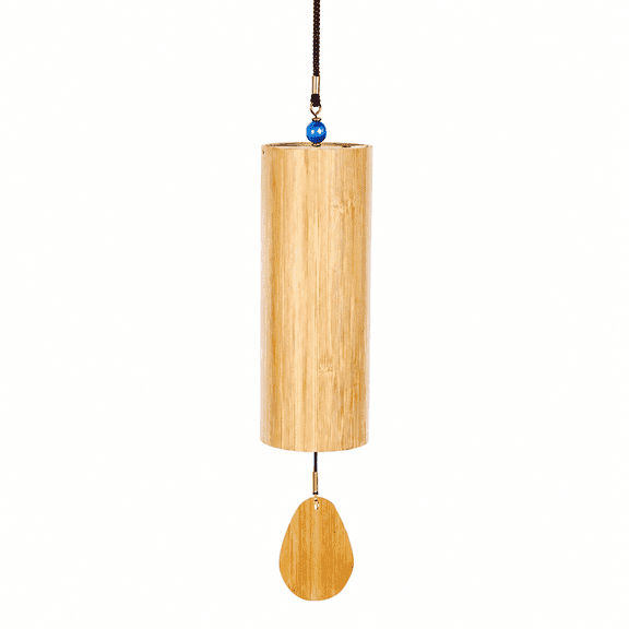 1pc Rustic G Chord Handcrafted Wind Chime with Beads and Maple Leaf, Bamboo Wind Chime, Deep Tone Wind Chimes, Hanging Garden Decoration for Summer, Christmas, Thanksgiving, Home Porch Balcony