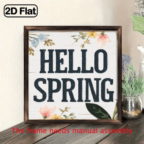 1pc Rustic 'Hello Spring' Wooden Wall Sign 8x8 Inch Farmhouse Decor with Floral Pattern, Easy Hanging, No Electricity Needed, Perfect for Easter, Housewarming Gifts Home Art, Rustic Farmhouse Decor