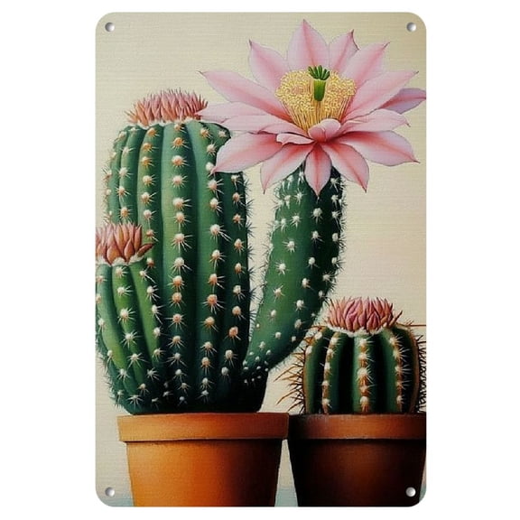 1pc Rustic Iron Cactus Metal Wall Art, 8x12 Inch, Waterproof Vintage Decorative Tin Sign for Home, Bar, Cafe - Weather Resistant Indoor/Outdoor Decor