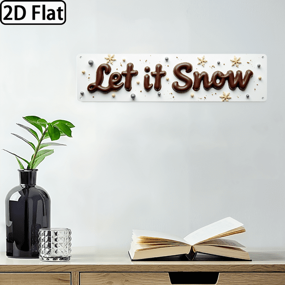 1pc, Rustic Let It Snow Sign, Snowflake Winter Decoration, Wall Hanging for Christmas Decor, Farmhouse, Home, Living Room, Kitchen, Decorative Sign, 4X16 Inches