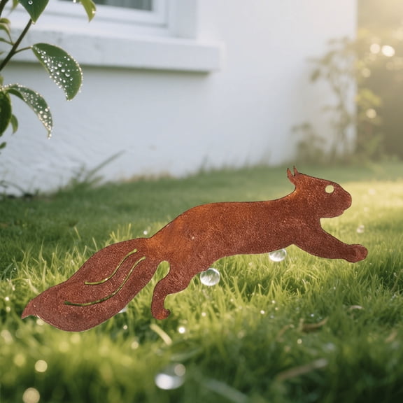 1pc Rustic Metal Tree Stump Insert with Squirrel Silhouette, Iron Art Branch Design for Outdoor & Indoor Holiday Decor - Perfect for Halloween and Christmas Themes