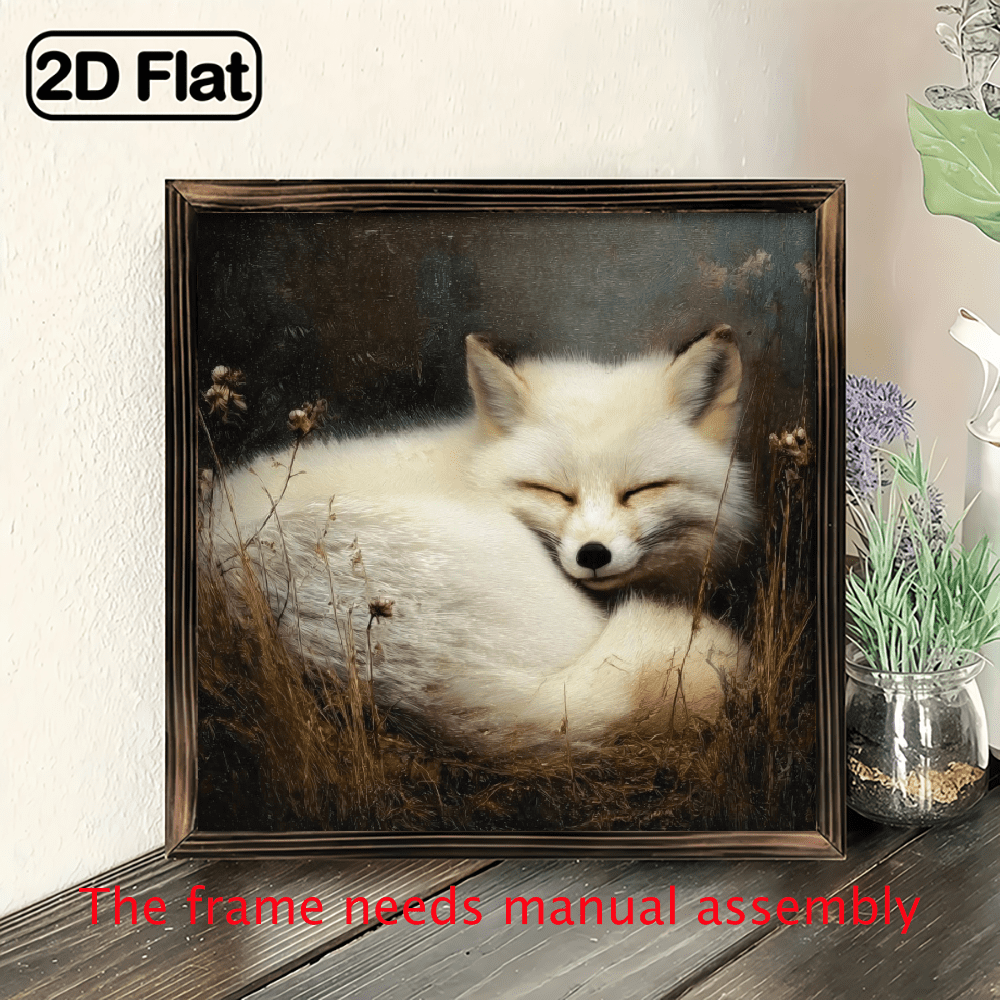 1pc Rustic Sleeping Fox in Wild Grass Wooden Wall Art - Vintage ...