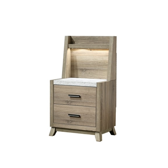 1pc Rustic Transitional Contemporary Nightstand Wall Panel Natural Brown Faux Stone Top