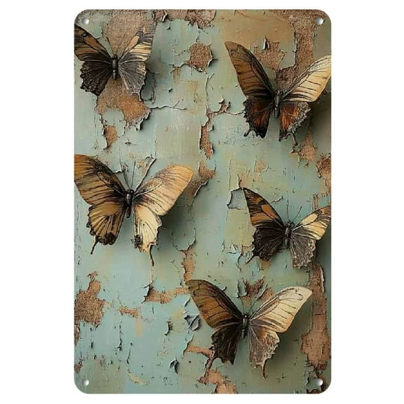 1pc Rustic Vintage Butterfly Iron Wall Art, 8x12in - Antique Style Decor with Weathered Green Background, Perfect for Nature Enthusiasts, Indoor & Outdoor Use in Garden or Living Room, Outdoor Decor