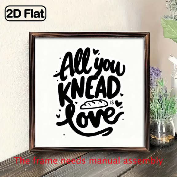 1pc Rustic Woodcut Painting (8X8In), InspiringAee You Knead Is LoveQuote, Black Text Print Wood Wall Decor, Wood Wall Art Living RoomBedroomRestaurantKitchenCafe, Multiduty And Reusable, Decoration