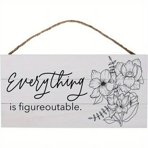 1pc Rustic Wooden Bible Verse Wall Art - "Everything is Figureoutable" Scripture Sign - Country Style Hanging Plaque for Religious Home Decor and Gifts - 7.9 x 3.9 in