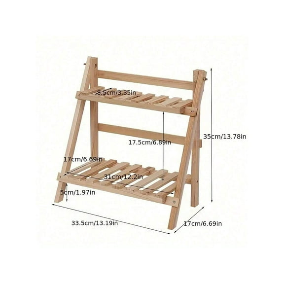 1pc Rustic Wooden Desktop Organizer Shelf,Display Stand - Double-Layer Storage Rack With Multifunctional Collapsible Design For Home Decor, Multi-Layer Desktop Storage Rack, Office Flower Stand
