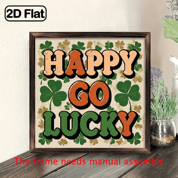 1pc Rustic Wooden Happy St Patrick'S Day Sign - Vertical Square Farmhouse Style Wall Art for Home Decor, Living Room, Kitchen - Festive Ireland Gift, 8x8 Inch