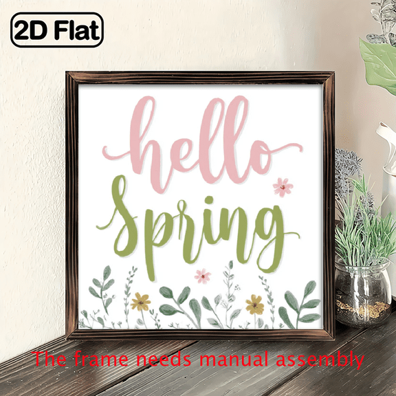 1pc, Rustic Wooden Hello Spring Sign, 8x8 Inch Square Wall Decor, Vintage for Entryway, Living Room, Kitchen, Bedroom, Home Decoration, Easter Holiday Gift.
