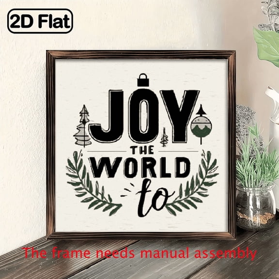 1pc Rustic Wooden Joy to the World Wall Hanging Sign - Farmhouse Decorative Tray for Home, Bedroom, Kitchen, Bathroom - 8x8 Inch Holiday Wall Art, No Power Needed, Battery-Free, Decorative Sign