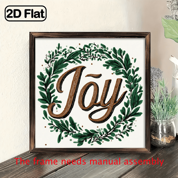 1pc Rustic Wooden Joy Wreath Sign, 8x8 Inch Classic Farmhouse Wall Art, Multi-Purpose Home, Kitchen, Bedroom, Bathroom Decor, Decor, Perfect