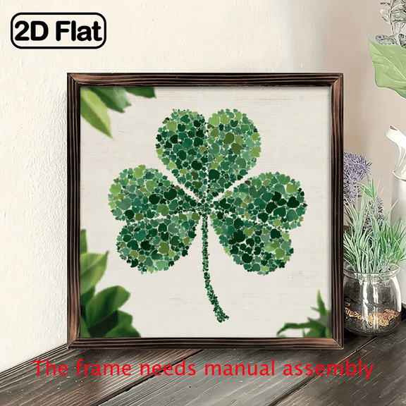 1pc Rustic Wooden Shamrock Sign Vintage Farmhouse Wall Art, Square Horizontal Irish St Patrick'S Day Decor, Perfect Housewarming Gift for Home, Kitchen, Bedroom, Bathroom