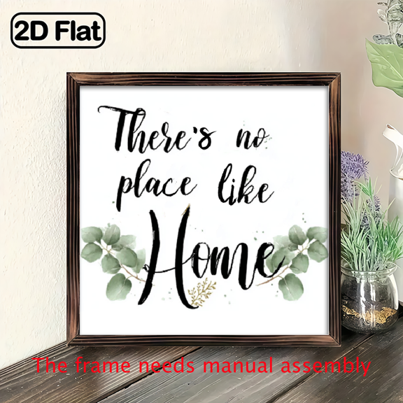 1pc Rustic Wooden Sign Rustic Wooden 1pc There's No Place Like Home Framed Sign 8x8 Inch Farmhouse Wall Decor, Cursive Font, Perfect for Kitchen, Bathroom, or Living Room, Charming Housewarming Gi