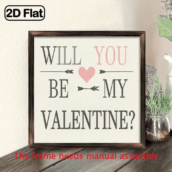 1pc Rustic Wooden Will You Be My Valentine Sign - 8x8 Inch Vintage Farmhouse Decor with Pink Hearts Arrow Design, Handcrafted Wood Art for Indoor Tabletop or Wall, No Batteries Needed, Perfect Gift