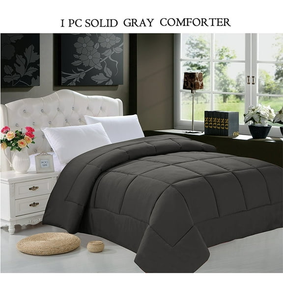 1pc SOLID Gray Comforter Full/Queen Gray