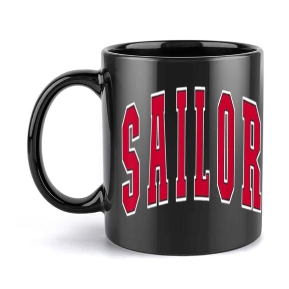 1pc Sailor 11oz Ceramic Mug with Bold Red Lettering Hand Wash Only Reusable Ideal Holiday Birthday Christmas Summer Gifts Coffee Bar Accessories
