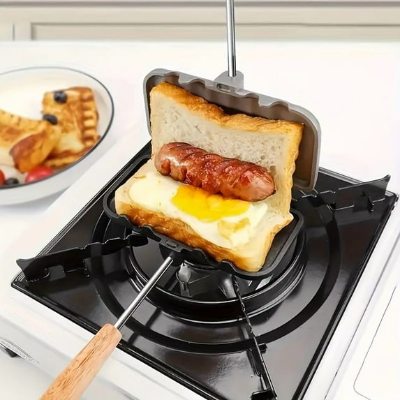1pc Sandwich Frying Pan, Aluminum Baking Pan Flip Frying Pan, Sandwich Maker, Suitable For Grilled Cheese, Pancakes, Omelettes, Hot Dogs, Bread And Toast, Kitchen Gadget Cookware For Restaurants
