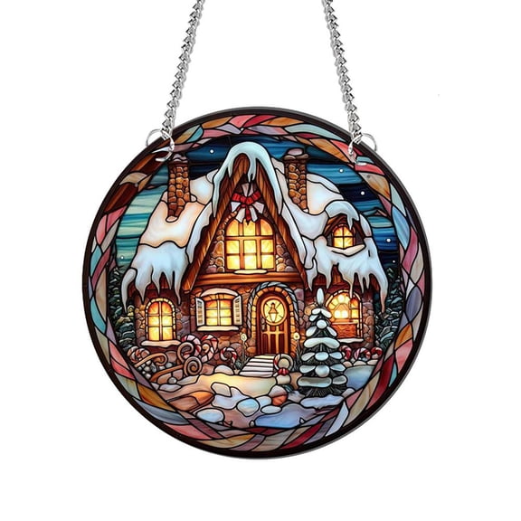 1pc Santa Suncatcher Xmas Stained Decor for Windows Holiday Christmas Windows Hanging Winter Housewarming Gift Decorative Christmas Tree Bedroom Kitchen Outdoor Hanger Wre/ Tyu153: Trumpet