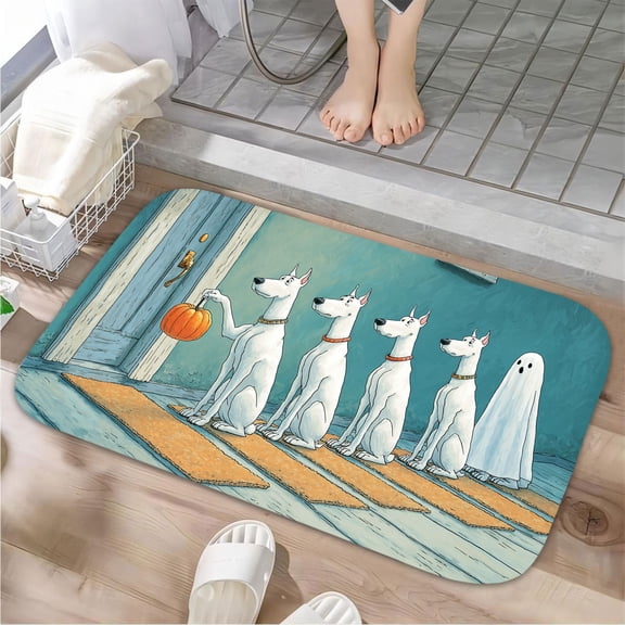 1pc Scooby Doo and Ghost Absorbent Non-Slip Bathroom Thickened Flannel Rug Decor,Soft,Quick Drying,Suitable For Indoor/outdoor Use,Bathrooms,Bedrooms,Kitchens,Terrace,Laundry Rooms,16"x24"