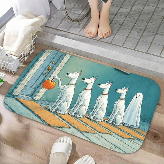 1pc Scooby Doo and Ghost Absorbent Non-Slip Bathroom Thickened Flannel Rug Decor,Soft,Quick Drying,Suitable For Indoor/outdoor Use,Bathrooms,Bedrooms,Kitchens,Terrace,Laundry Rooms,16"x24"