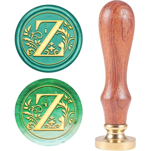 1pc Scrapbook Brass Wax Seal Stamp and Wood Handle Sets Letter Z Golden 8.9x2.5cm Stamps: 25x14.5mm