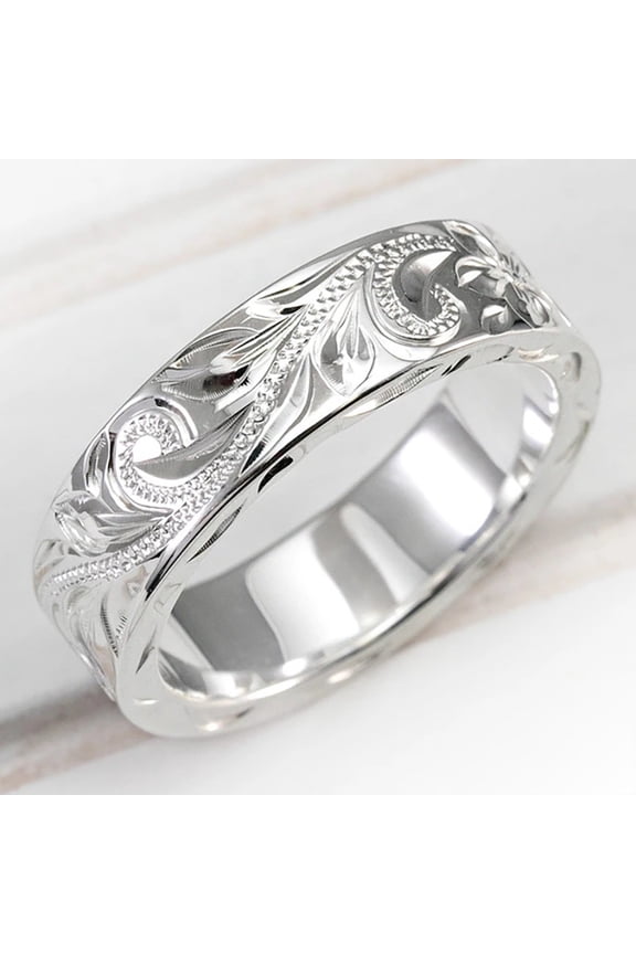 1pc Sculptured Vine Pattern Brass Finger Rings for Women Platinum Size 8(18.1mm)
