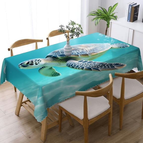 1pc Sea Turtle (2) Print Rectangular Tablecloth, Festive Table Setting Kitchen Accessories, Sea Turtle (2)