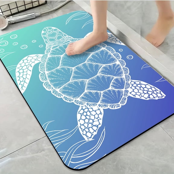 1pc Sea Turtle Bathroom Rug Bathroom Decor and Accessories- Durable,Anti Slip,And Quick Drying,Suitable For Bathrooms,Bedrooms,Kitchens,And Laundry Rooms - Washable Bathroom Mat