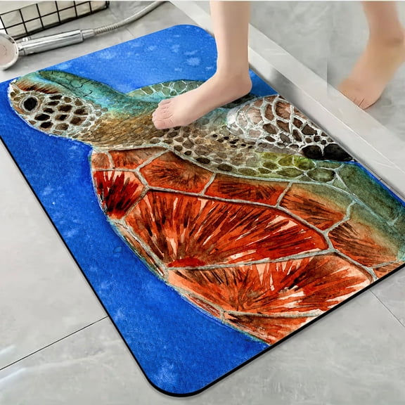 1pc Sea Turtle Bathroom Rug Bathroom Decor and Accessories- Durable,Anti Slip,And Quick Drying,Suitable For Indoor/outdoor Use - Perfect For Bathrooms,Bedrooms,Kitchens