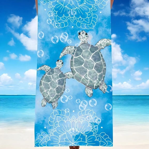 1pc Sea Turtle Beach Towel, Super Soft Large Beach Blanket, Highly Absorbent Bath Towel, Suitable For Travel, Swimming Pool
