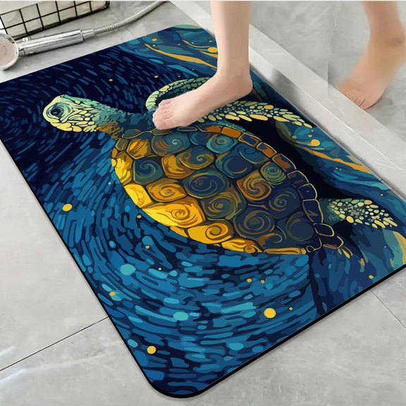 1pc Sea Turtle in Blue Ocean Bathroom Rug Bathroom Decor and Accessories- Durable,Anti Slip,And Quick Drying,Suitable For Indoor/outdoor Use - Perfect For Bathrooms,Bedrooms,Kitchens