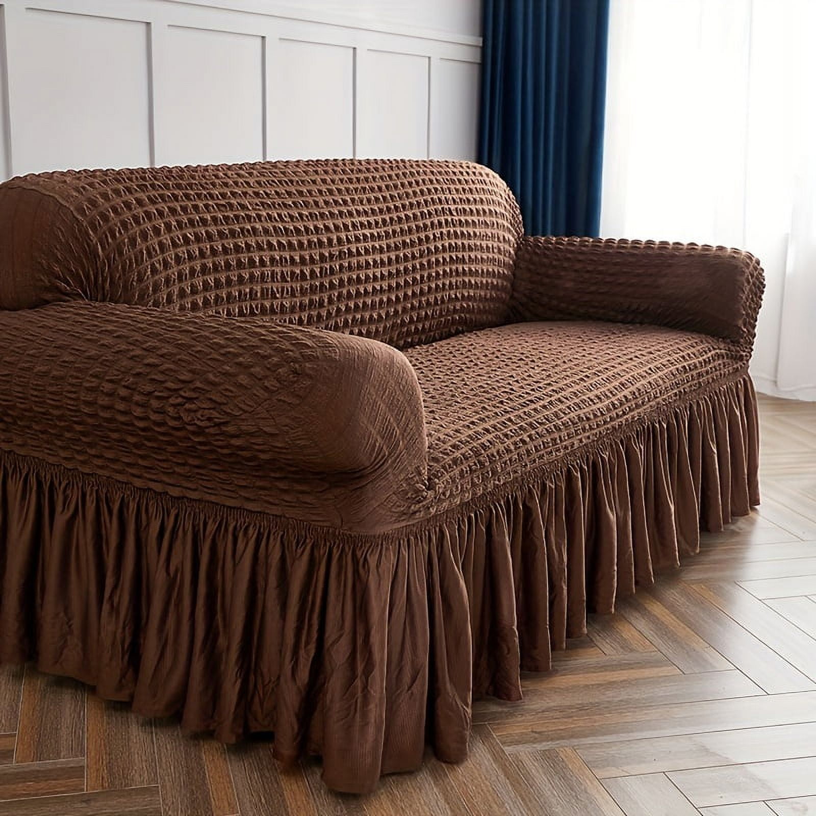 1pc Seersucker Skirt Sofa Cover Elastic Sofa Slipcover Sofa Protective